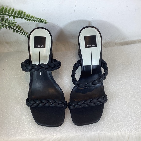 DOLCE VITA NIARI BRAIDED SQUARE TOE SANDALS BLACK NWOT SZ 8.5 - Picture 6 of 16
